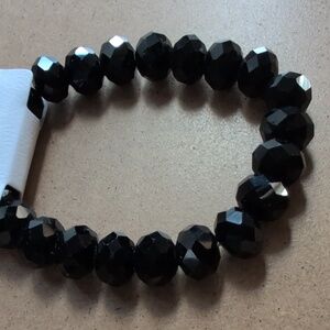 Chic Black Faceted Bead Stretch Bracelet